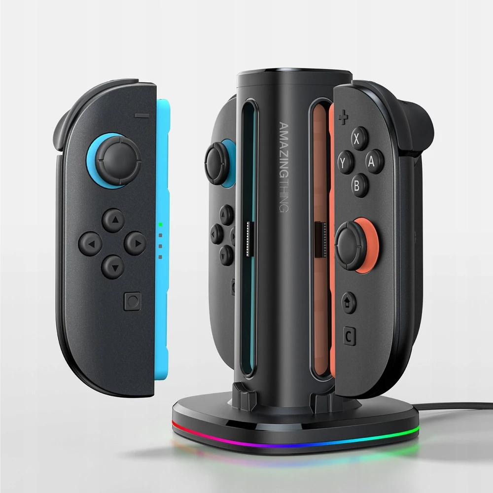 „AmazingThing Thunder Pro PlayDock“ įkroviklis „Nintendo Switch 2“ valdikliams – Juodas