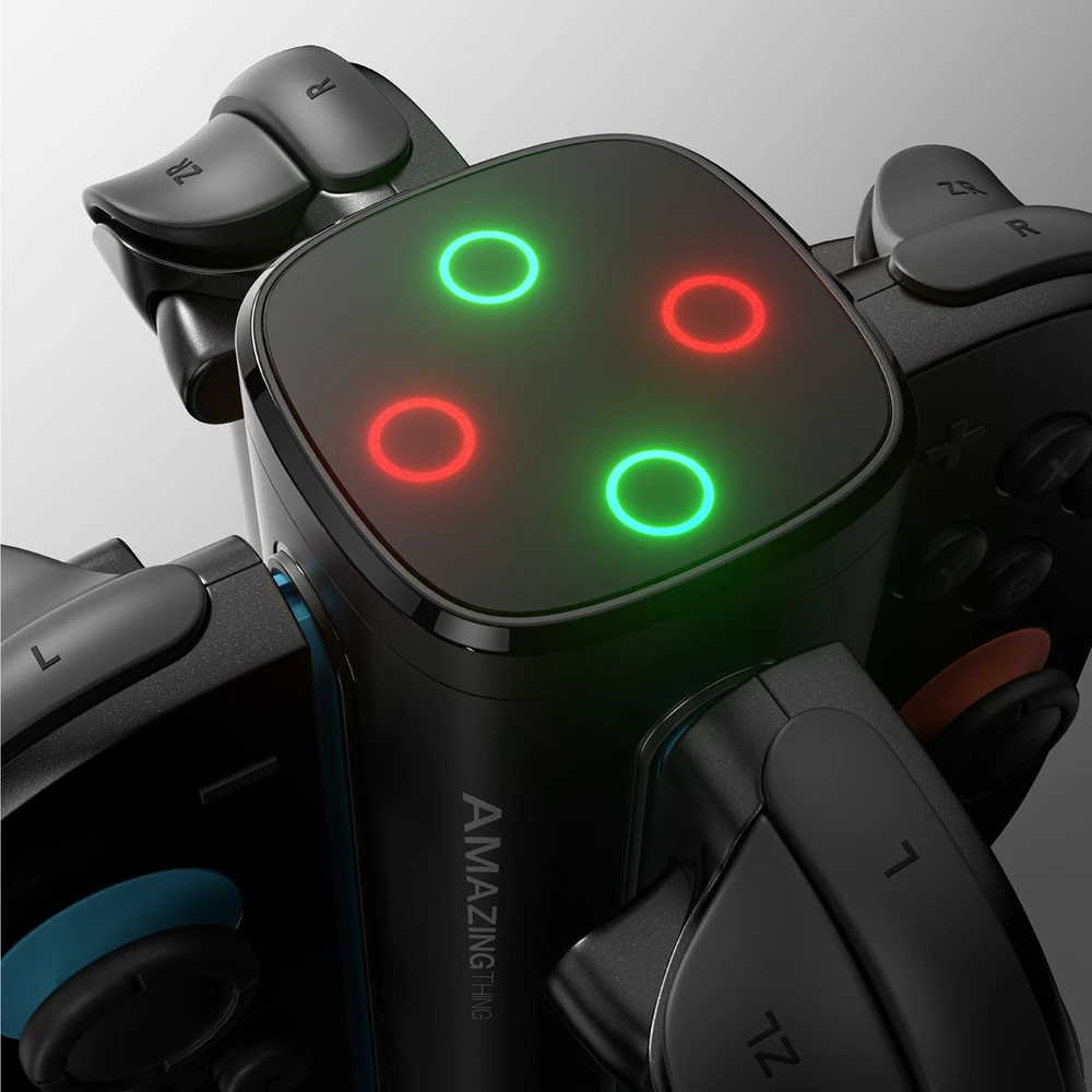 „AmazingThing Thunder Pro PlayDock“ įkroviklis „Nintendo Switch 2“ valdikliams – Juodas