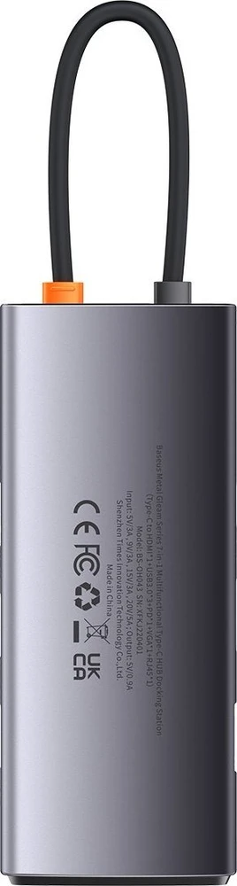 Hub 7in1 Baseus Metal Gleam Series USB-C iki 3x USB 3.0 + HDMI + USB-C PD + VGA + Ethernet RJ45
