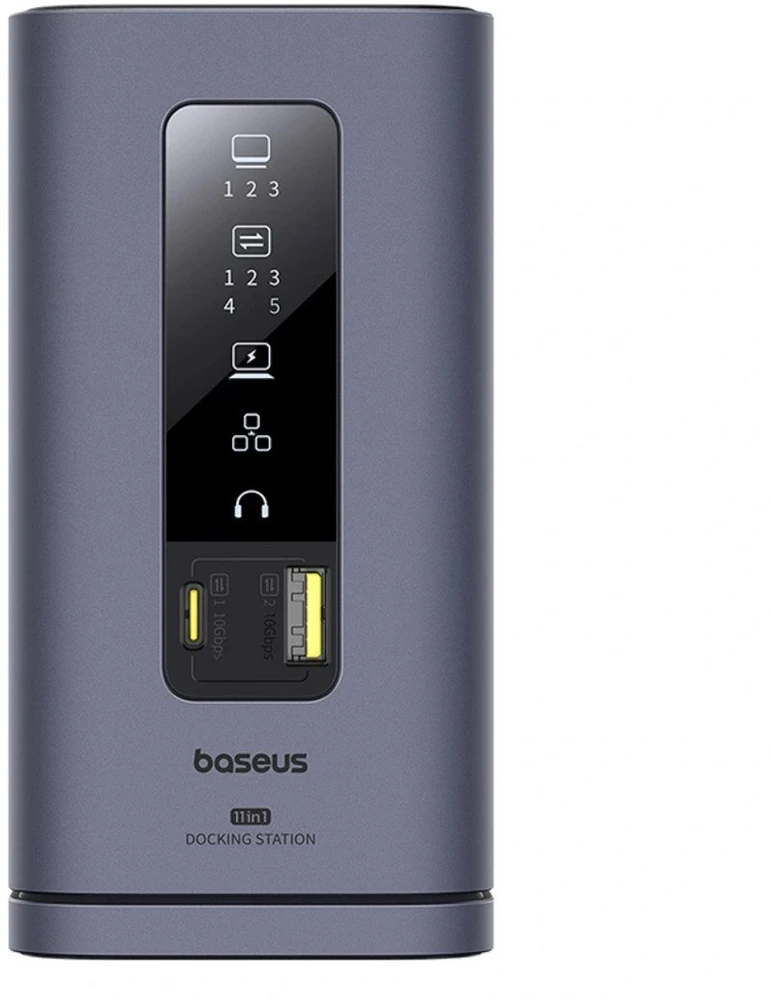 „Baseus Spacemate USB-C 11w1“ | 3x HDMI@60Hz | 2x USB-A 10Gb/s | 1x USB-C 10Gb/s | RJ45 | 2x USB-A | 1x USB-C (PD) | 1x minijungtis 3,5 mm, pilka