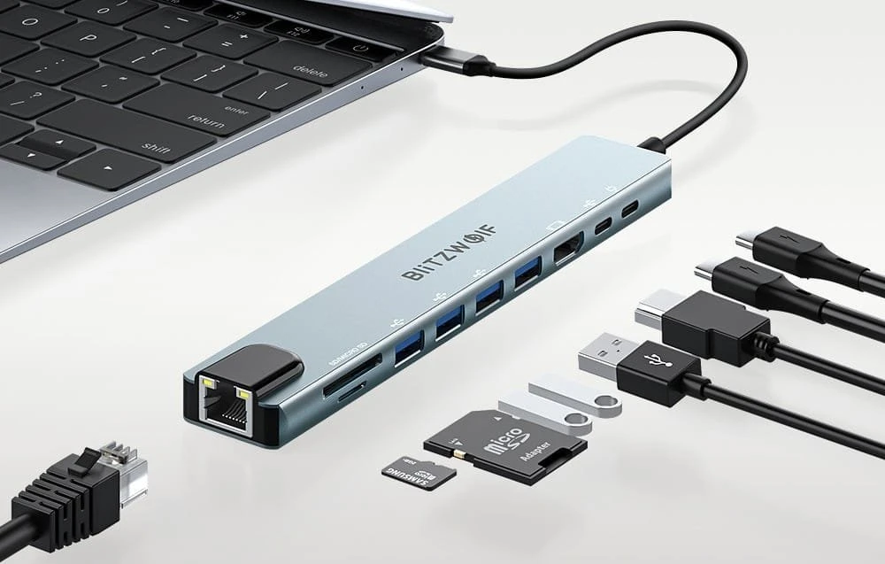 Prijungimo stotis Blitzwolf BW-TH5 10in1 USB-C (sidabrinė)