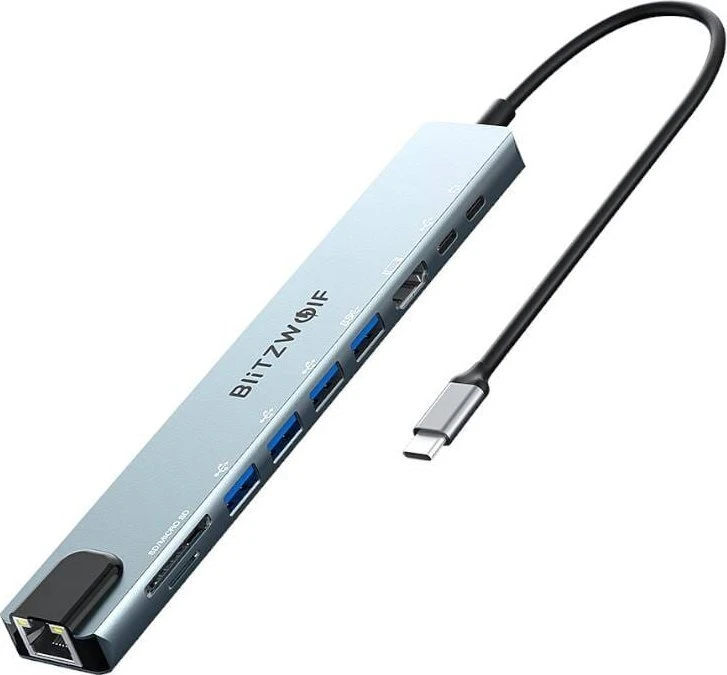 Prijungimo stotis Blitzwolf BW-TH5 10in1 USB-C (sidabrinė)