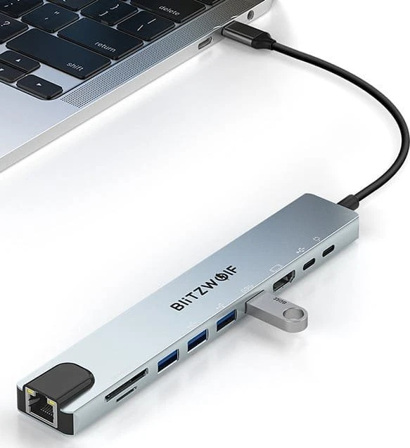 Prijungimo stotis Blitzwolf BW-TH5 10in1 USB-C (sidabrinė)