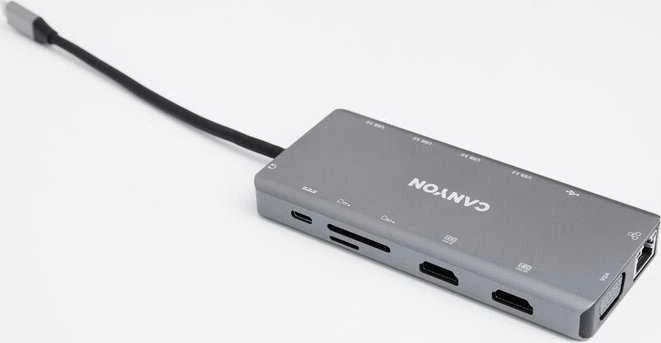 CANYON šakotuvas DS-12 13in1 4k USB-C Tamsiai pilka