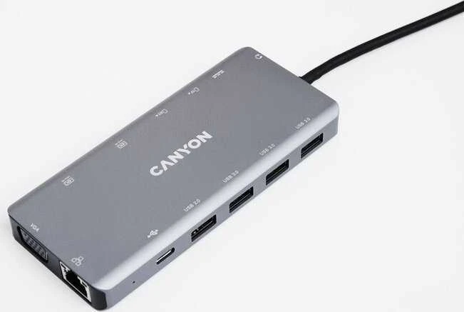 CANYON šakotuvas DS-12 13in1 4k USB-C Tamsiai pilka