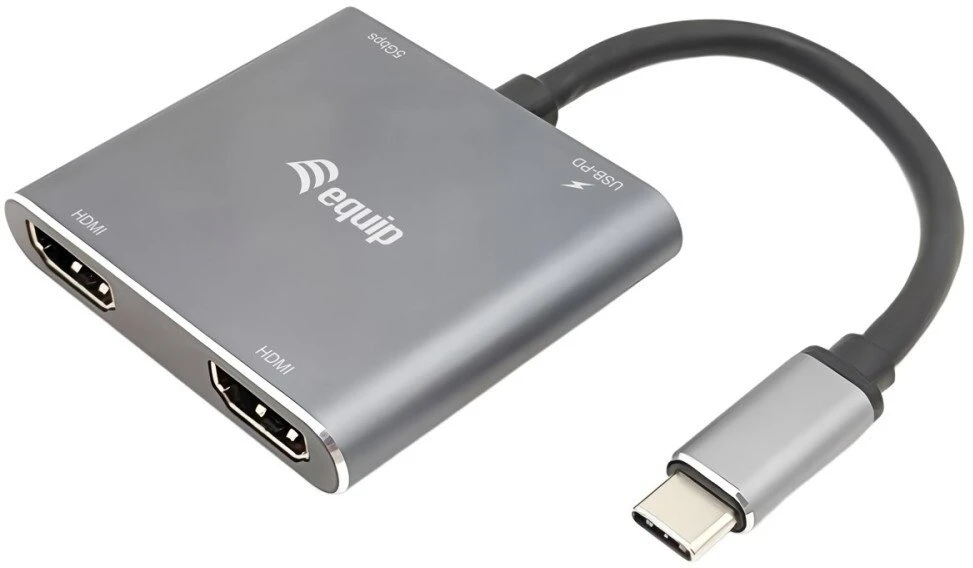 Equip 133484 knyginių kompiuterių dokas / jungčių replikatorius Vielinis USB 3.2 Gen 1 (3.1 Gen 1) Type-C Sidabras