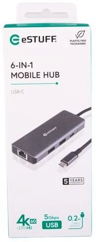 Stotelė / replikatorius eStuff Mobile 6w1 USB-C (ES623013)