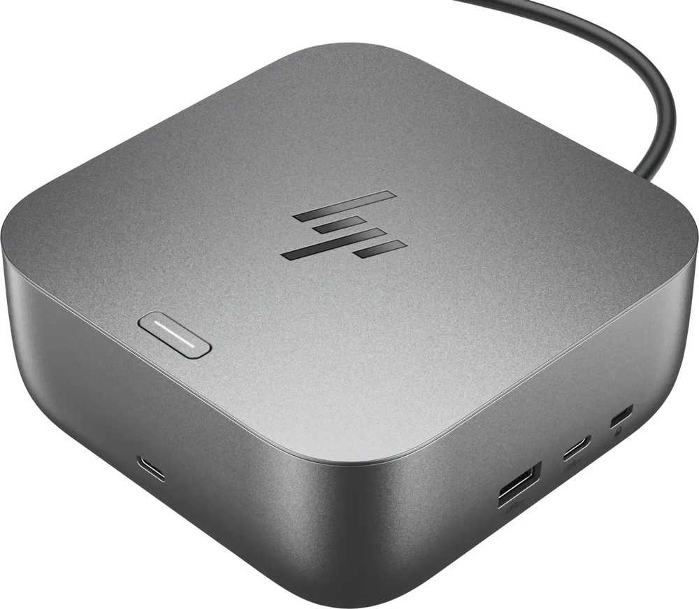 HP „Thunderbolt 4 Dock G6 100W“ – 3x USB-A, 2x USB-C, 1x USB-C „Thunderbolt 4“, 2x DisplayPort, 1x HDMI, 1x RJ-45, „Meteor Sidabrinis“, 3 metai