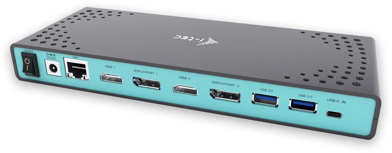 I-TEC USB 3.0 / USB-C Dualdock 1x 5K 2x 4K 60Hz 2x HDMI 2x DP 1x GLAN 6x USB 3.0 1x Audio / Mic Jack Kensington, suderinamas su TB 3