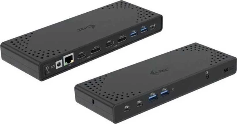 I-TEC USB 3.0 / USB-C / Thunderbolt 3 Dualdock 1x5K 2x4K 60Hz 2xDP 2xHDMI 1xGLAN 4xUSB 3.2 2xUSB-C 3.2 Gen.2 1xGarso / mikrofono lizdas PD 100W