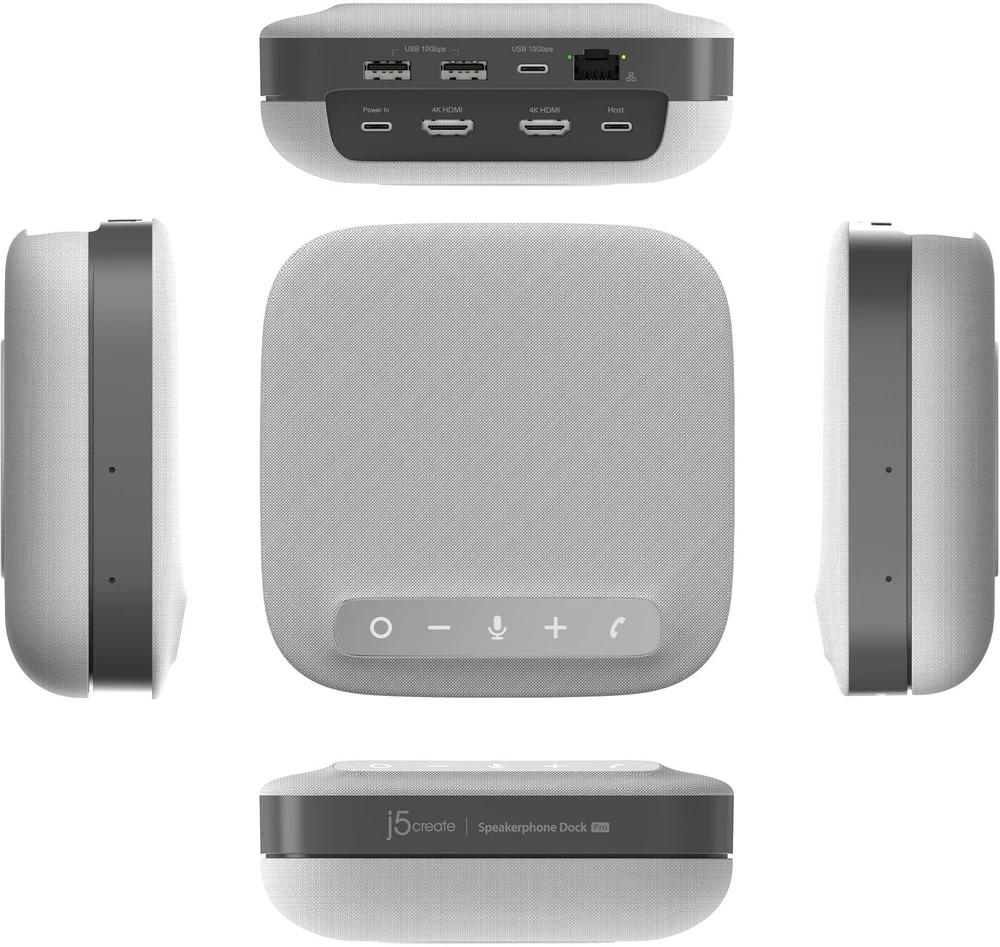 „J5create“ – dvigubas USB-C 4K garsiakalbio ir telefono prijungimo stotelė „Pro“