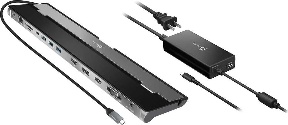 J5create – USB-C trijų ekranų prijungimo stotelė su 100 W PD adapteriu – ES