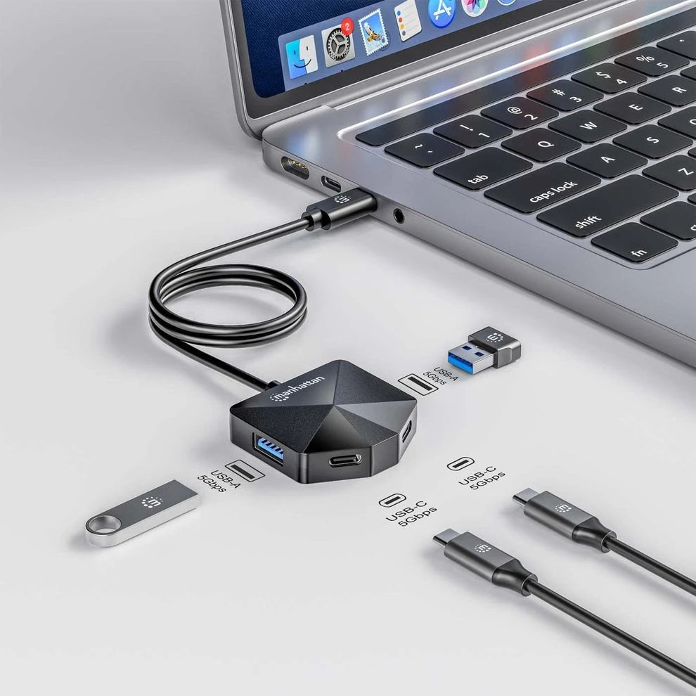 Šakotuvas Stacja/replikator Manhattan 4-Port USB 3.2 Gen1 Combo Hub USB-C (181150)