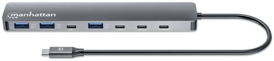 Šakotuvas Manhattan 7 prievadų 10G/5G USB-C/USB-A stotelė/replikatorius su „Power Delivery“ (181167)