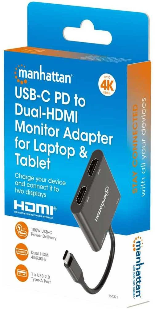 Stacja/replikator Manhattan Dual-HDMI USB-C (154321)