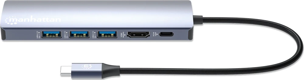 Šakotuvas Manhattan 153959 knyginių kompiuterių dokas / jungčių replikatorius Vielinis USB 3.2 Gen 1 (3.1 Gen 1) Type-C Sidabras
