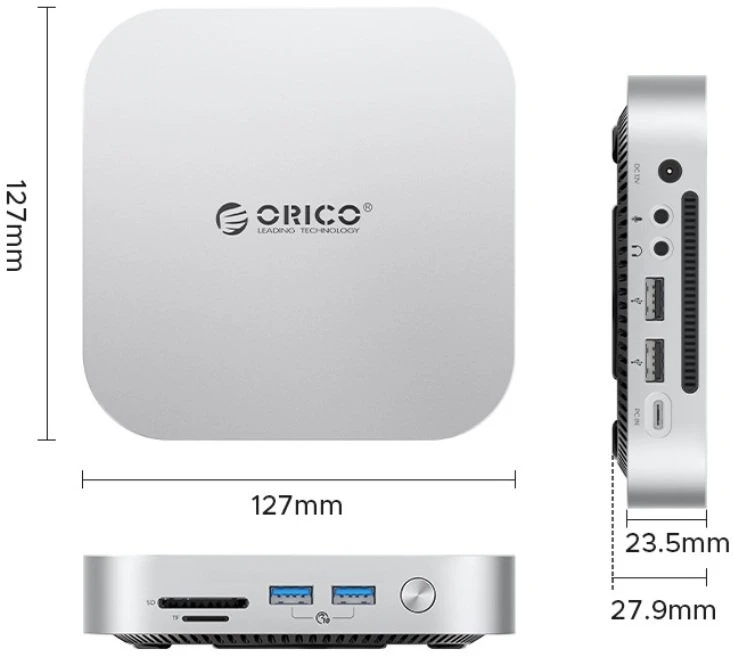 Ausinės Orico do MacMini M4 USB-C 10 Gbps | slot na M.2 NVMe | metalo sp.