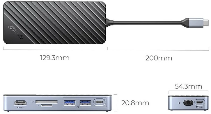 „Orico Doko“ stotelis USB-C su M.2 kietuoju disku, 10 Gbps, HDMI 4K 60Hz