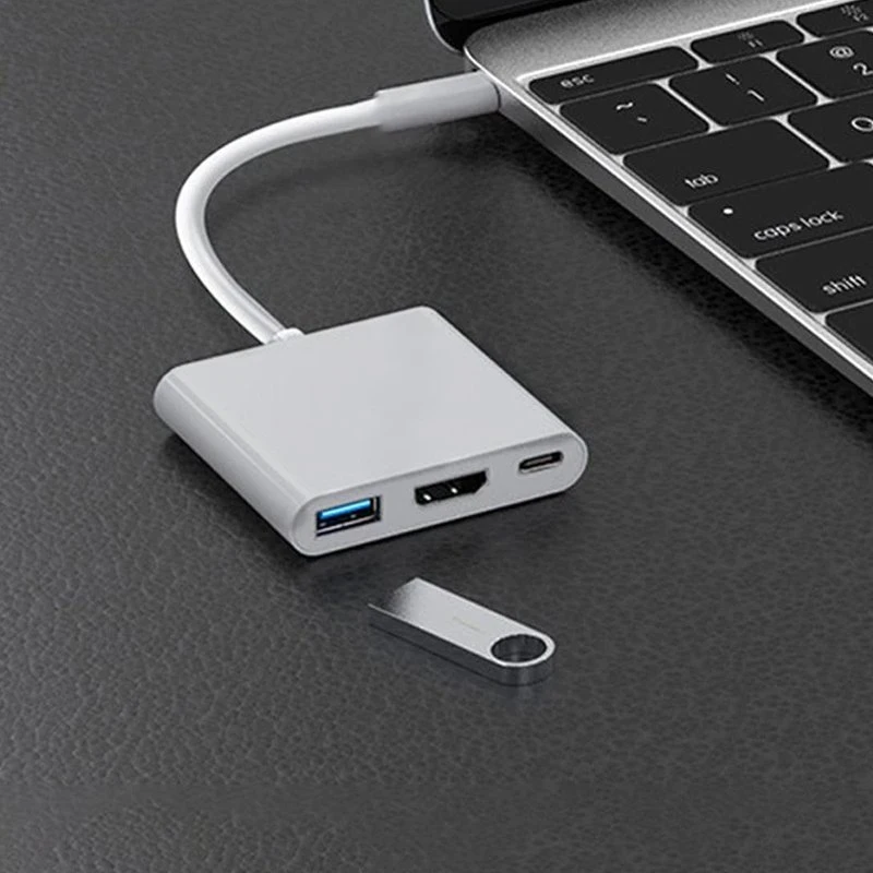 Przejściówka adapteris 3in1 USB-C 4K HDMI šakotuvas USB 3.0 -E379