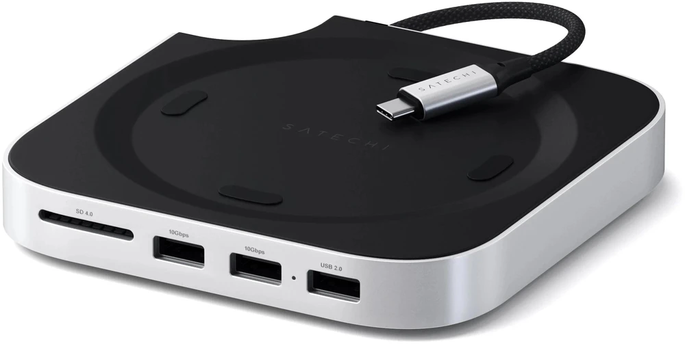 „Satechi“ stovas ir šakotuvas, skirtas „Mac Mini M4/M4 Pro“ (2024) su SSD M.2 NVMe lizdu