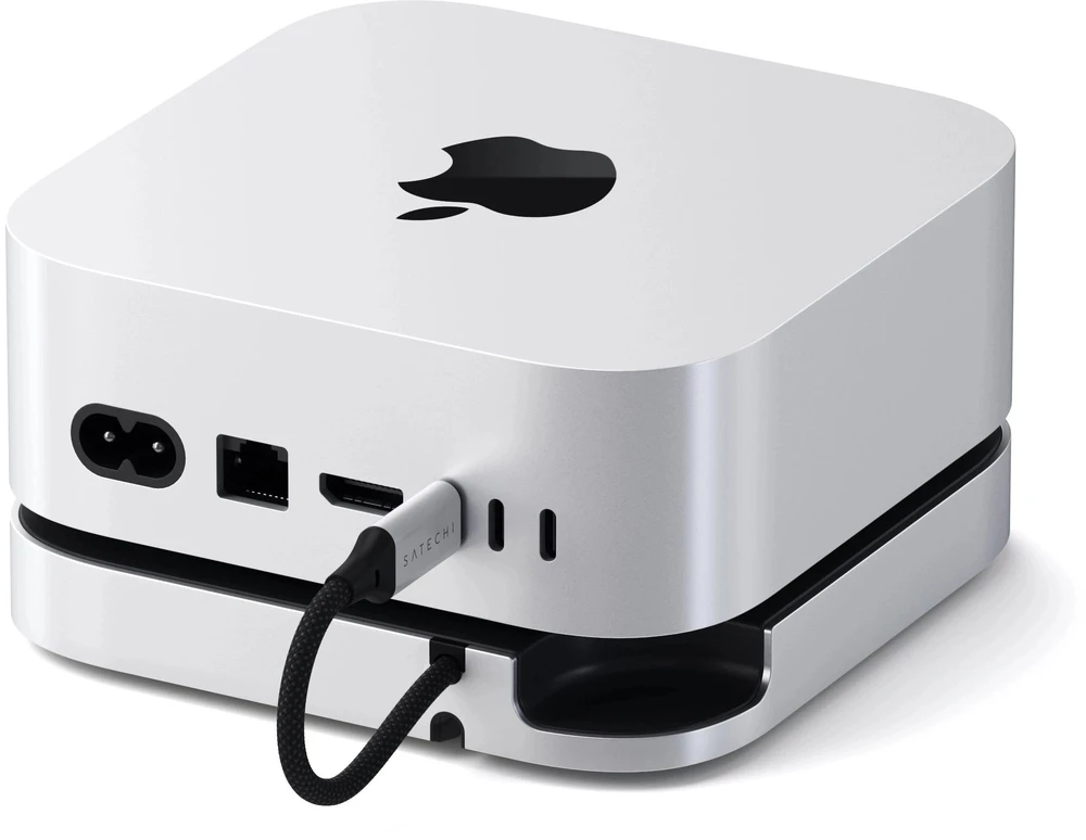 „Satechi“ stovas ir šakotuvas, skirtas „Mac Mini M4/M4 Pro“ (2024) su SSD M.2 NVMe lizdu
