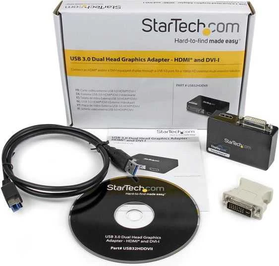 StarTech USB – HDMI – DVI stotis / replikatorius Juodas (USB32HDDVII)