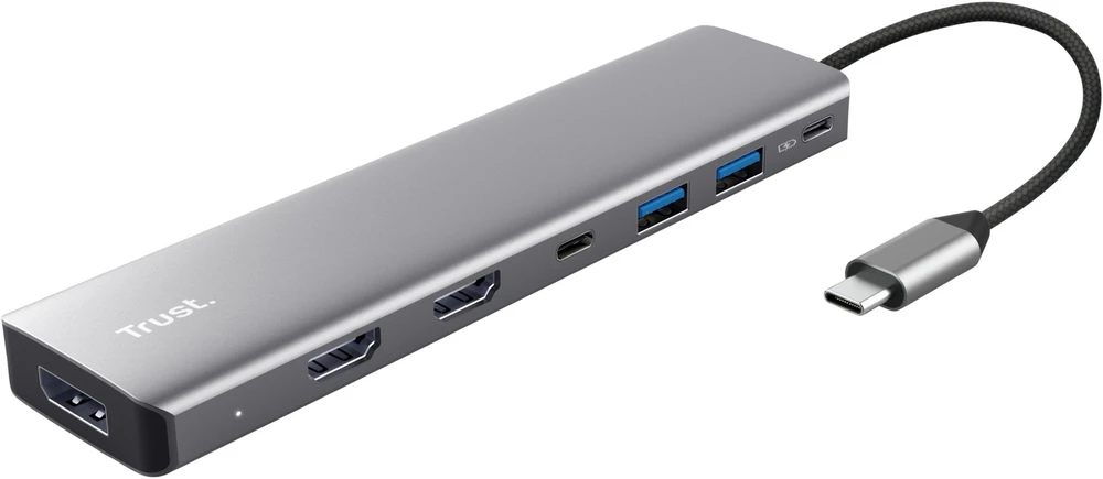 USB-C Šakotuvas - Trust 25661 Aliuminio 3 HDMI 2 USB-A 2 USB-C PD 3.0