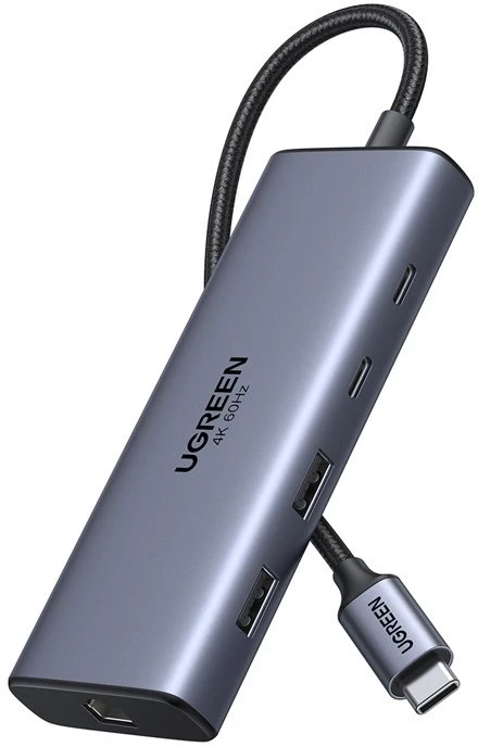 USB-C adapteris / Hub Ugreen CM639, 2x HDMI, 2x USB, RJ45, SD/TF, PD 100W