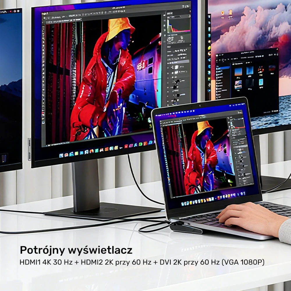 Doko stotelė Unitek USB-C su DisplayLink 4K | 4K@30Hz | 5Gbps | PD 100W