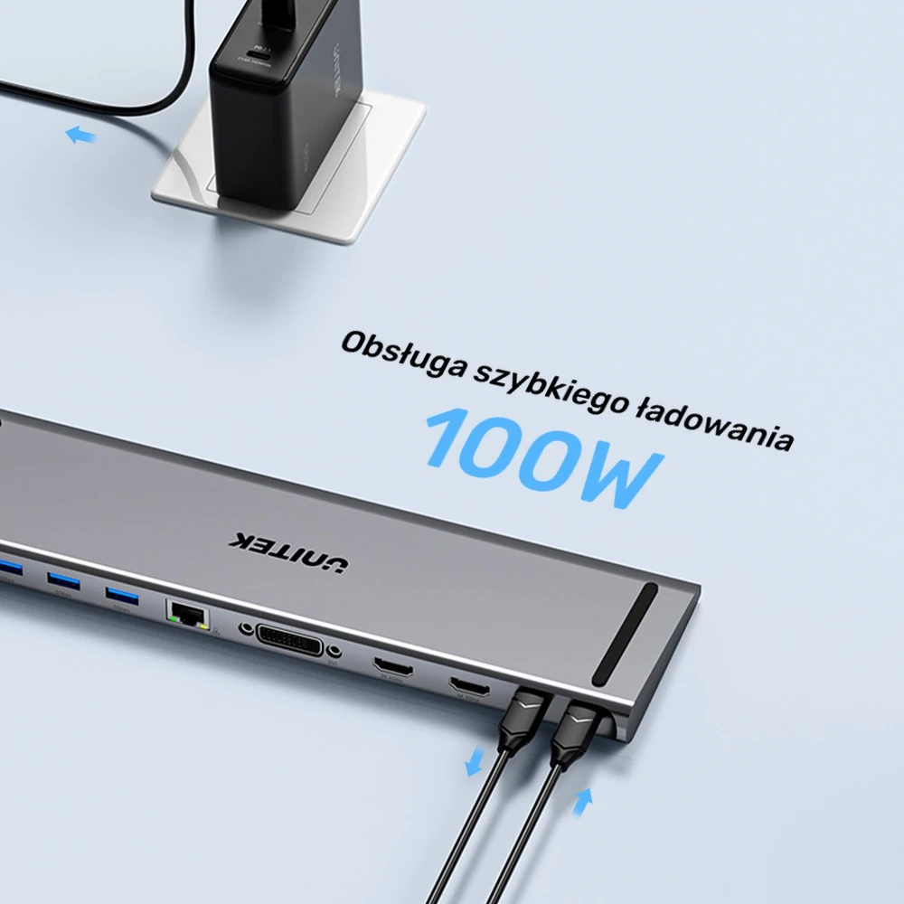 Doko stotelė Unitek USB-C su DisplayLink 4K | 4K@30Hz | 5Gbps | PD 100W