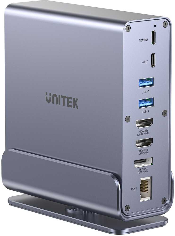 Šakotuvas Stotis / replikatorius Unitek Universal DisplayLink Triple 4K USB-C/Thunderbolt (D1135AGY01)
