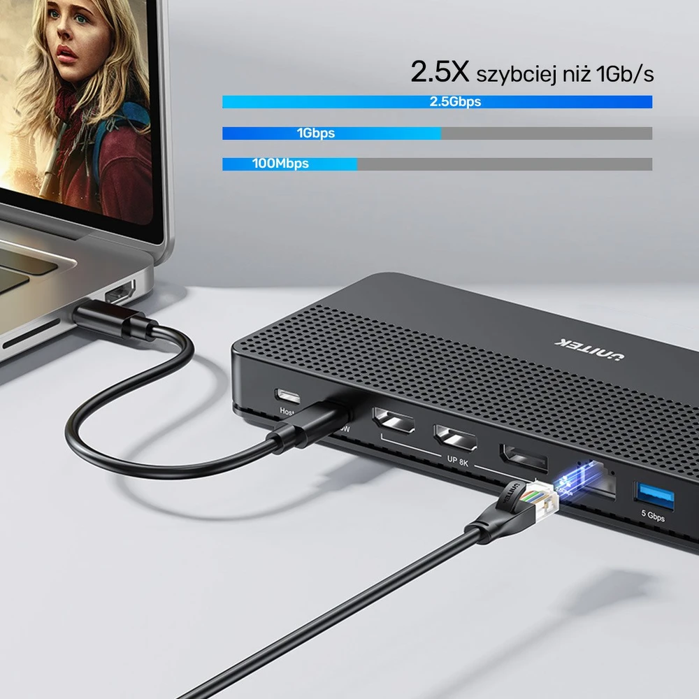 Unitek D1104A01 13in1 MST HDMI DP 8K PD 100W prijungimo stotelė