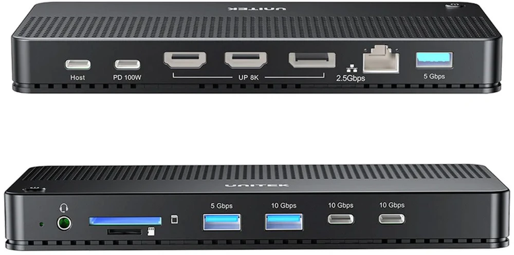 Unitek D1104A01 13in1 MST HDMI DP 8K PD 100W prijungimo stotelė
