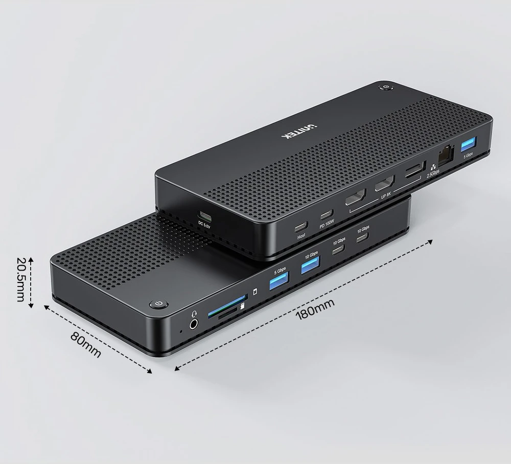Unitek D1104A01 13in1 MST HDMI DP 8K PD 100W prijungimo stotelė