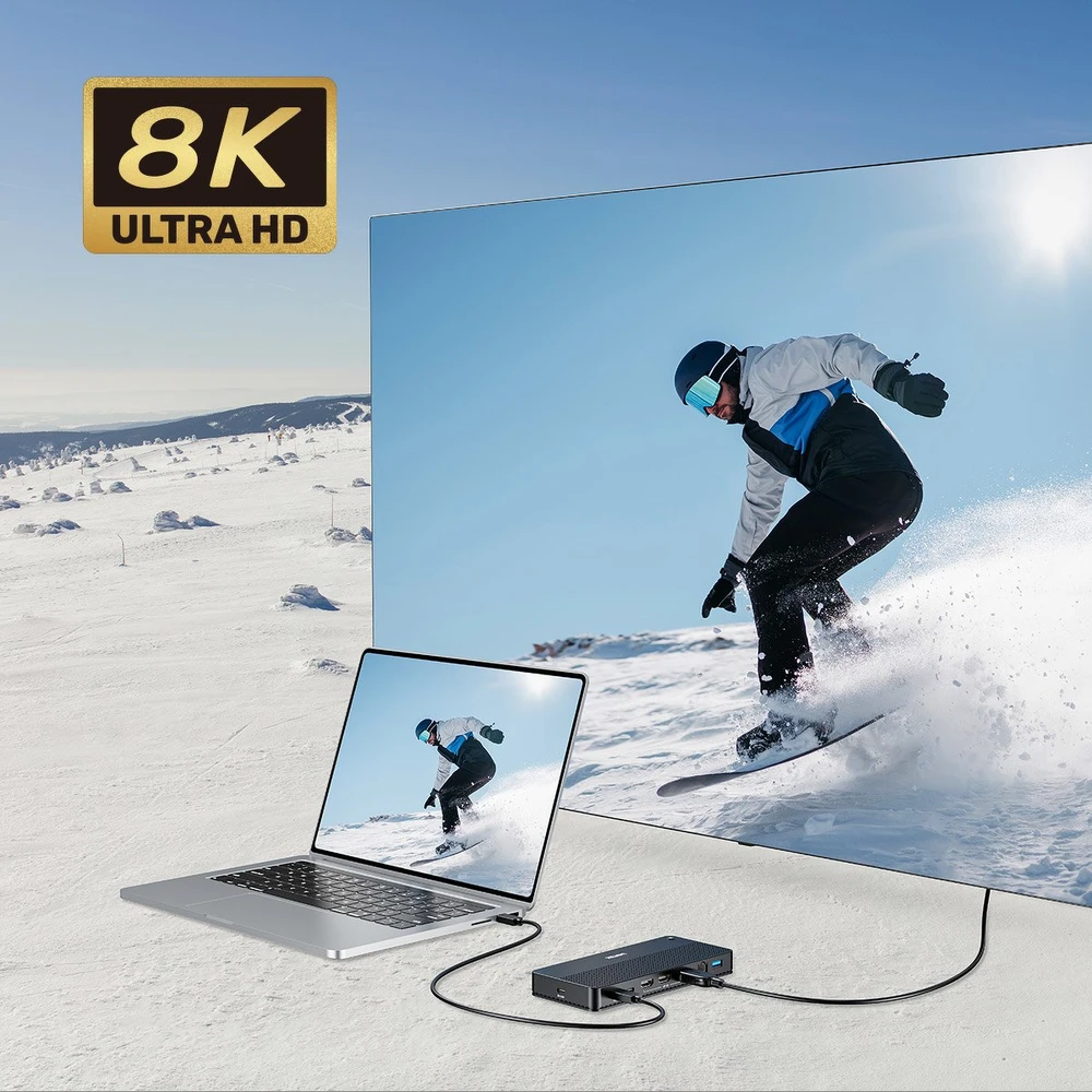 Unitek D1104A01 13in1 MST HDMI DP 8K PD 100W prijungimo stotelė