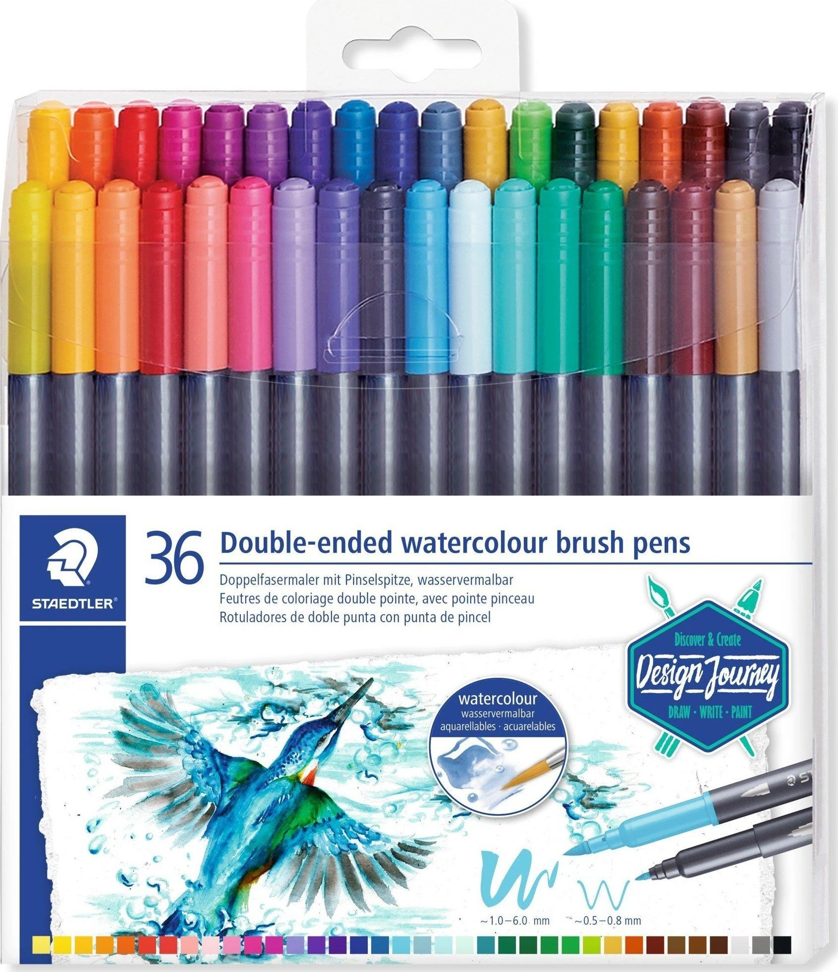 Staedtler Staedtler akvareliniai teptukų rašikliai 36 spalvų