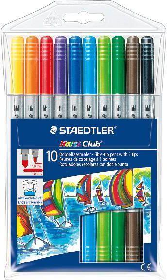 Staedtler Dvipusiai flomasteriai Noris CLub, 10 spalvų