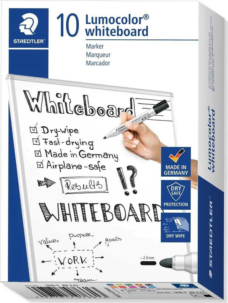 Staedtler Dry-ease markeris lentoms, 10 spalvų, Staedtler pakuotė