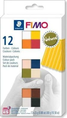 Staedtler FIMO 8023 C, Modelis, Juoda, Mėlyna, Šokoladinė, Konjako spalva, Pilka, Alyvuogių, Oranžinė, Rožinė, Raudona, Balta, Geltona, 12 vnt., 12 spalvų, 110 °C, 30 min.