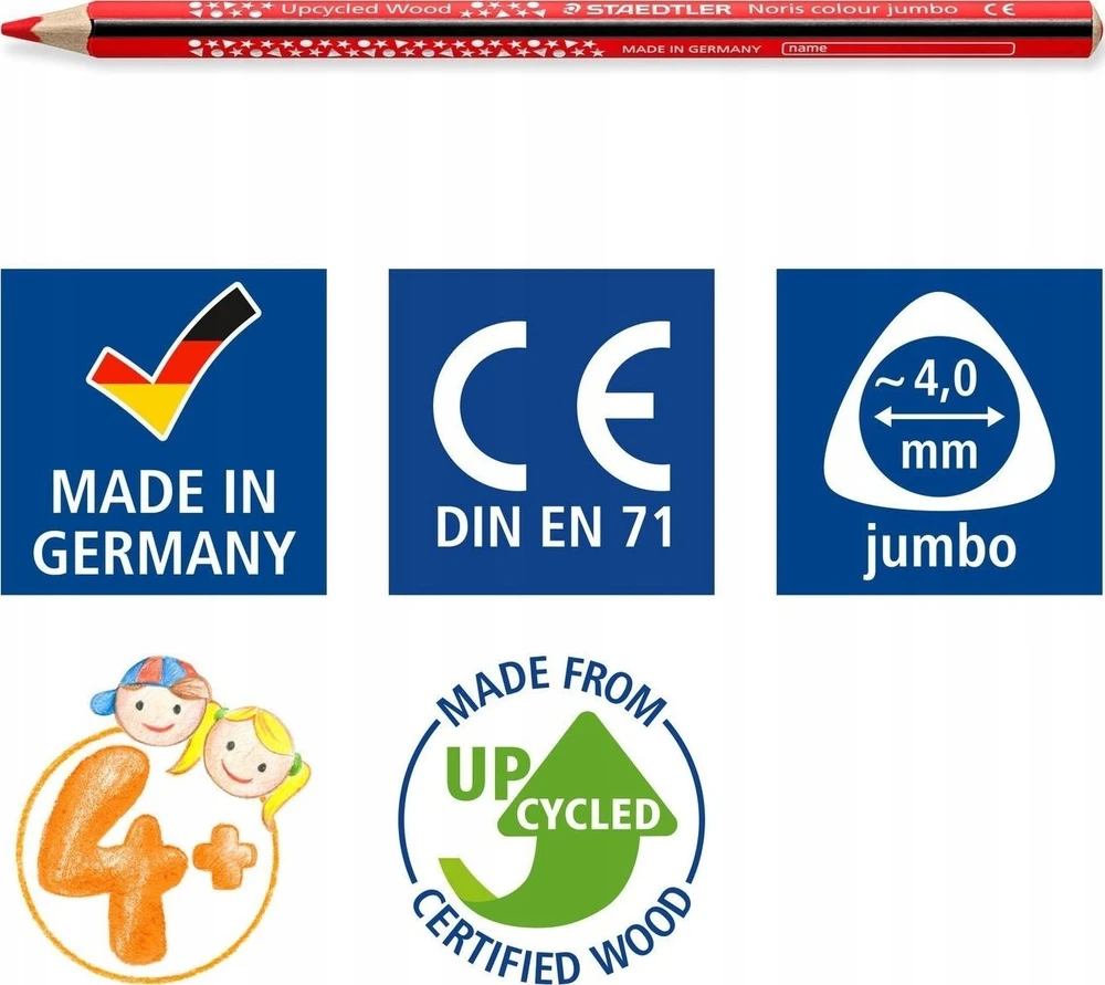 STAEDTLER Noris spalvoti Jumbo kreidelės 12 vnt.
