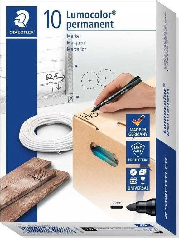 Staedtler STAEDTLER Marker Lumocolor perm juoda 10 vnt