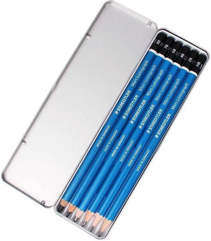Staedtler Mars Lumograph pieštukai – 6 vnt. įvairių spalvų (100 vnt., G6)