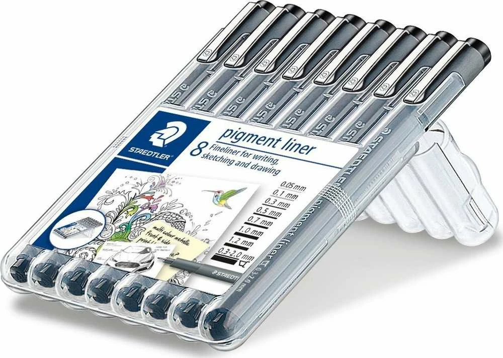 Staedtler STAEDTLER pigment liner juodas 8ST Box
