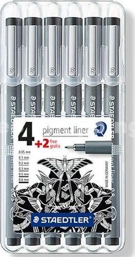 Staedtler rašiklis su pigmentiniu rašalu juoda 6 vnt