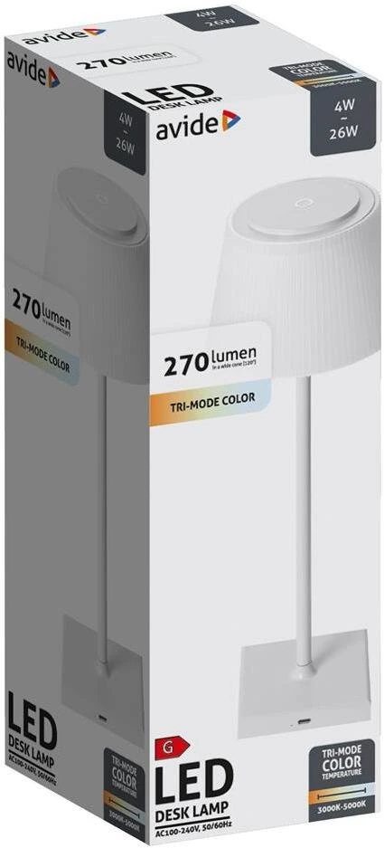 Avide ABLDL-USB-W-4W lampa stołowa LED G Baltas