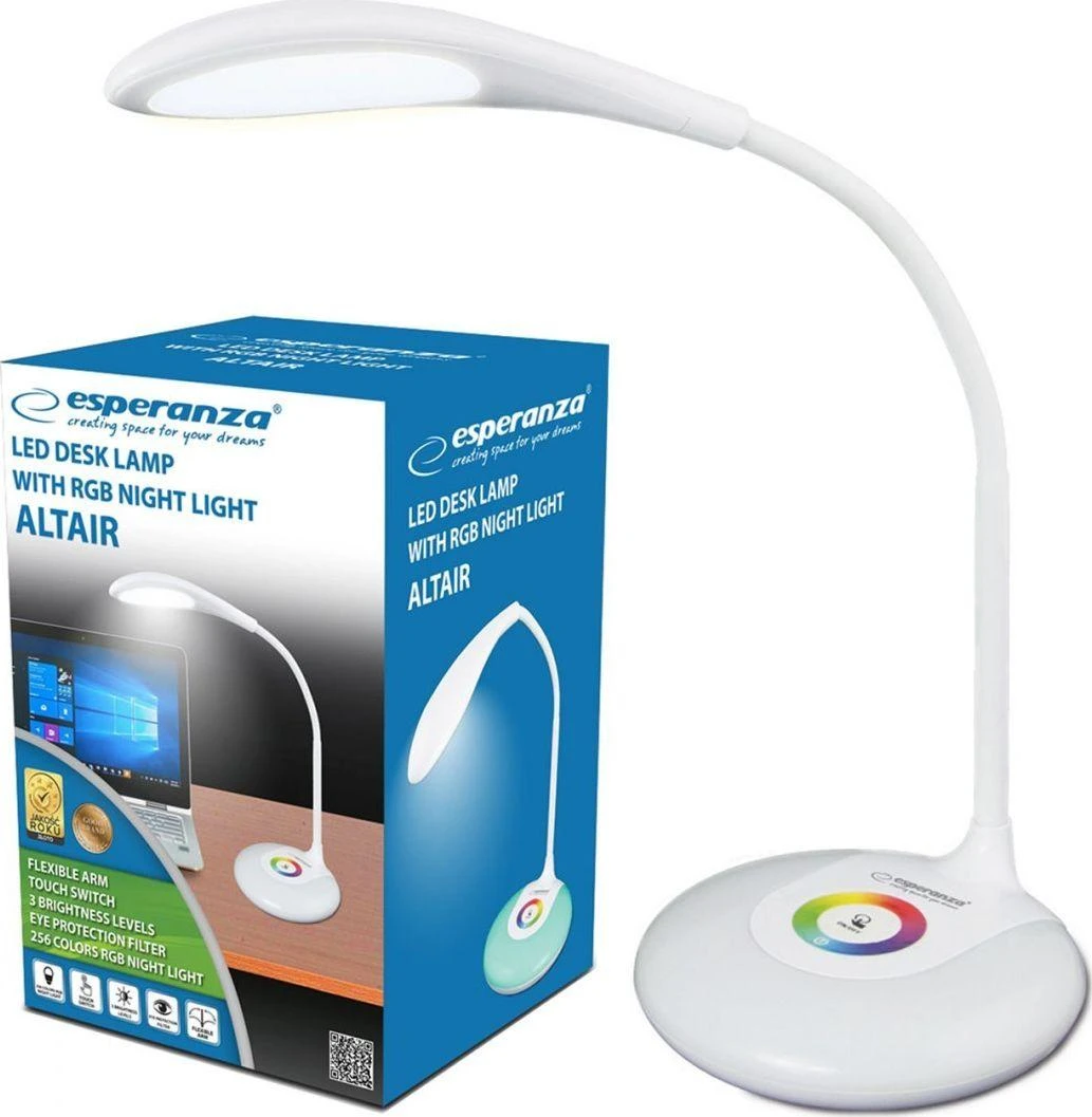 Stalo Lempa - Esperanza ELD102 3W LED Jutiklinis Valdymas Lankstus Rankos Baltas
