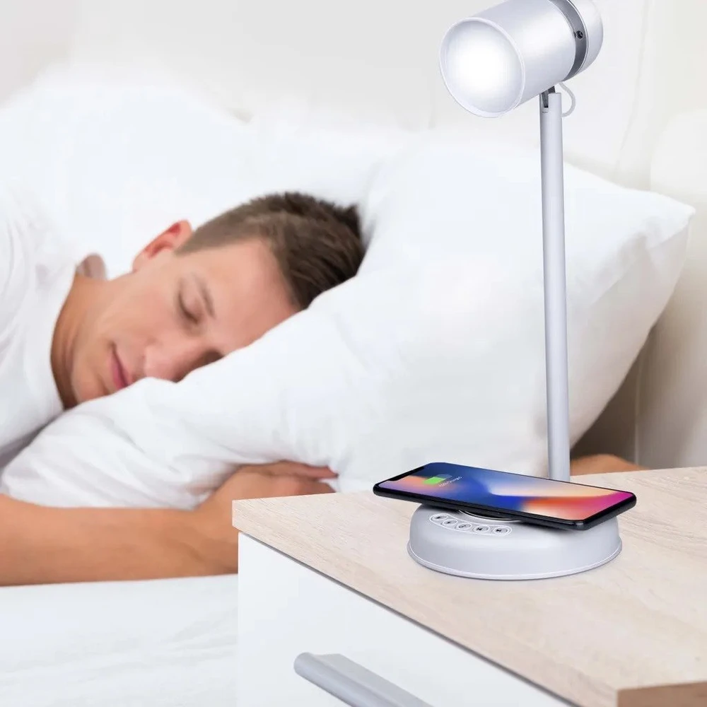 Stalinė lempa Grundig LED 3w1 G255 Įkroviklis do Telefonu Garsiakalbis Bluetooth Baltas