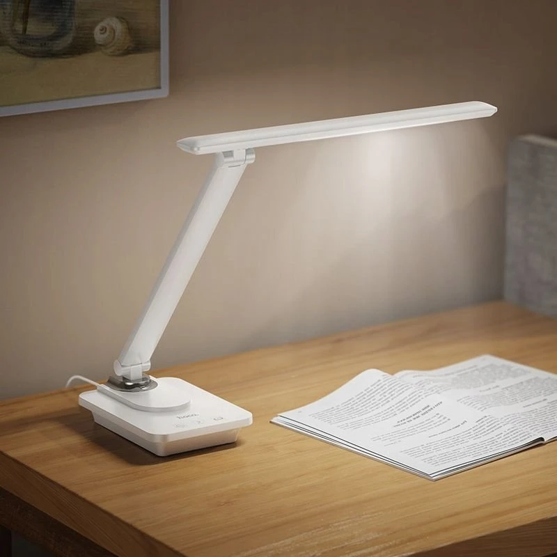 HOCO foldable table lamp LED HX12 baltas