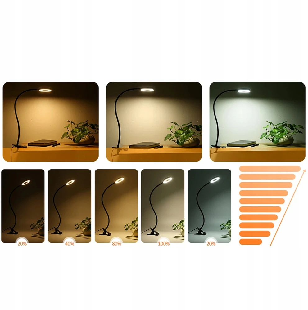 Stalinė lempa LED Lampa biurkowa LED su klipsem DML5, juoda