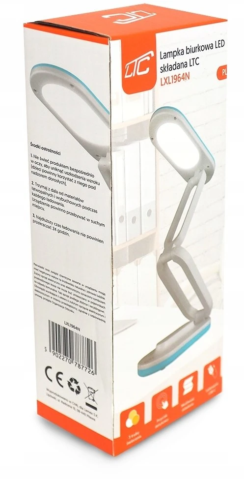 Stalinė lempa LTC LED 3 švietimo režimai 3000/4000/6000K, akumuliatorius 1200mAh, sulankstoma, mėlyna